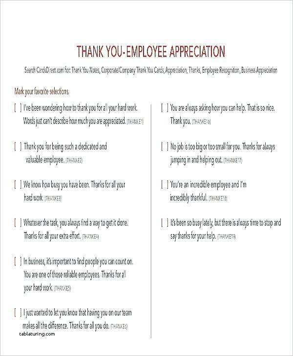 Thank You Card Template For Employee Cards Design Templates