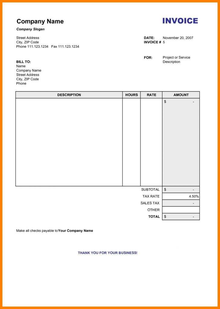 Free Blank Invoice Template Uk