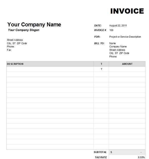 29 Format Blank Invoice Format In Excel Now for Blank Invoice Format In Excel