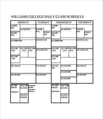 29 Online Sample Class Schedule Template Now by Sample Class Schedule Template