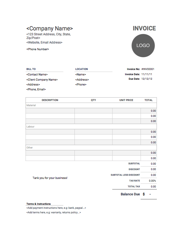 30 Adding Template Of Construction Invoice Photo by Template Of Construction Invoice