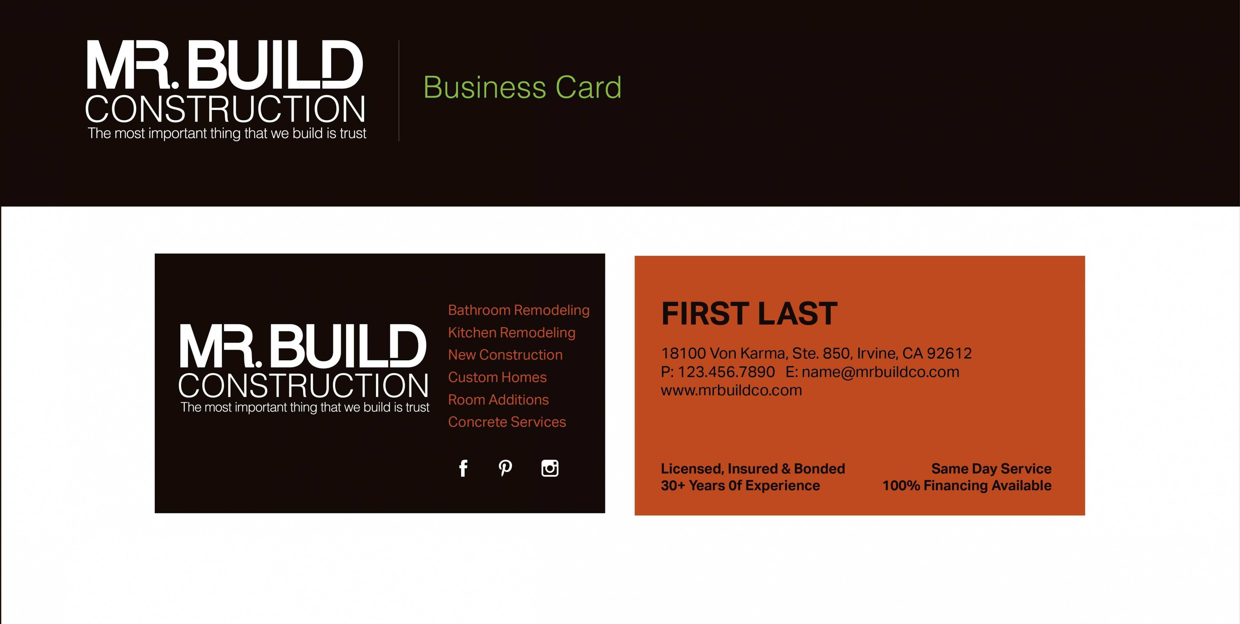 30 Best Construction Business Card Template Word Formating by Construction Business Card Template Word