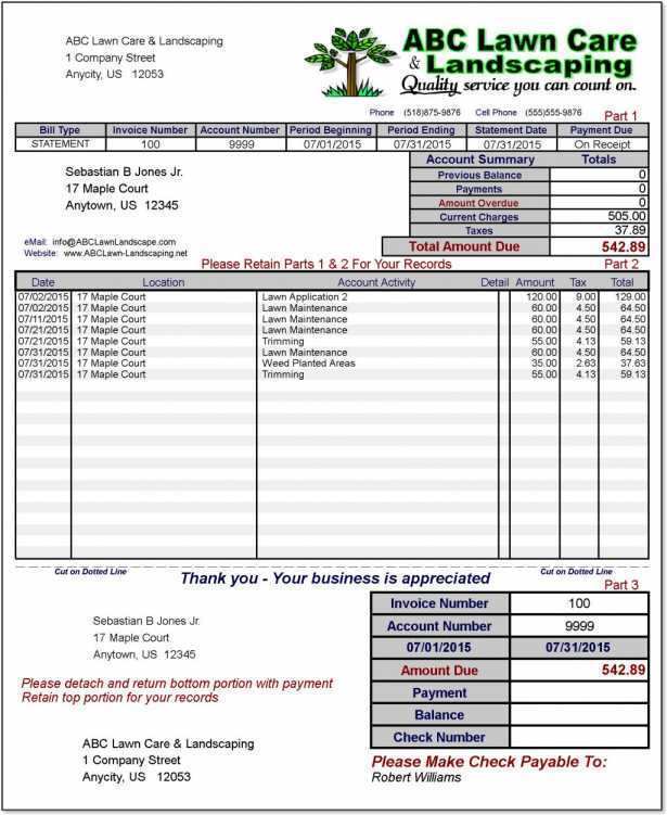 30 Free Printable Landscape Invoice Example for Landscape Invoice Example