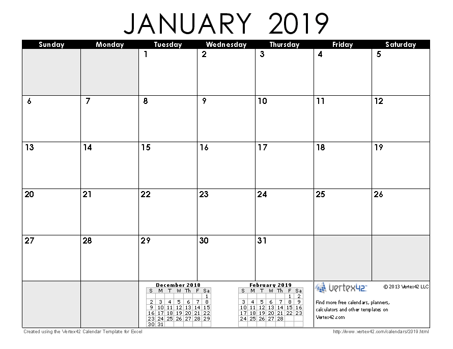 Daily Calendar 2019 Template - Cards Design Templates