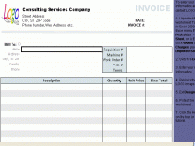 Construction Company Invoice Template Excel