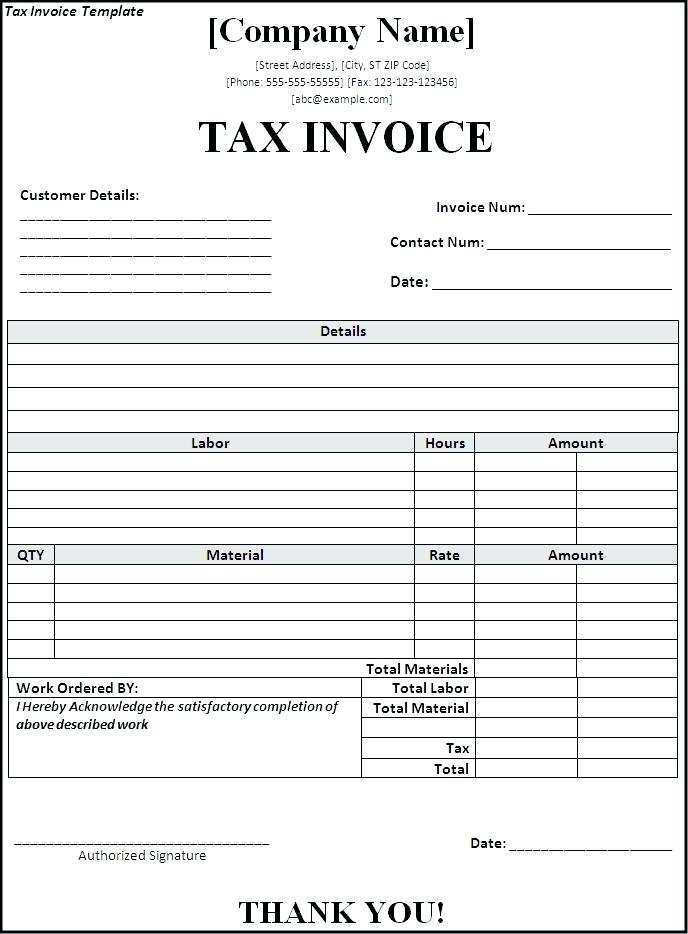 30 Printable Tax Invoice Template Free for Ms Word by Tax Invoice Template Free