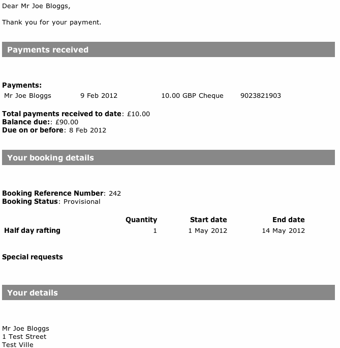 Invoice Receipt Email Template