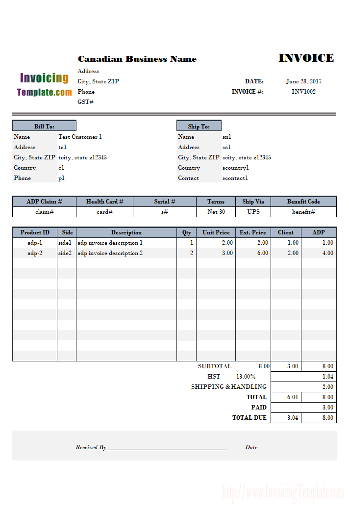 30 Report Invoice Template Canada in Word by Invoice Template Canada