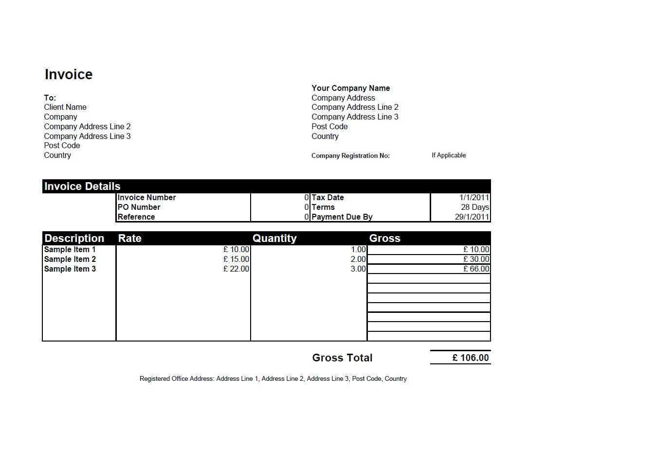 30 Standard Blank Invoice Template For Excel Templates with Blank Invoice Template For Excel