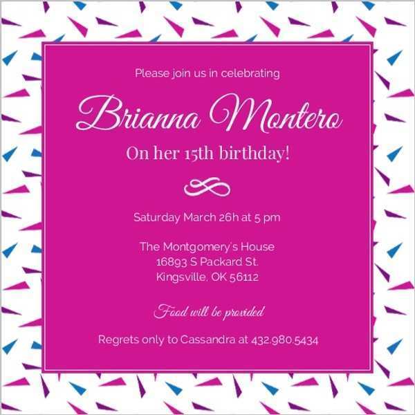 31 Free 15Th Birthday Card Template Maker for 15Th Birthday Card Template