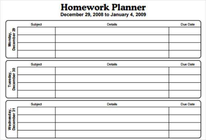 31 Visiting Homework Agenda Template For Elementary PSD File with Homework Agenda Template For Elementary