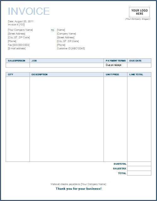 Download Invoice Template Libreoffice Pictures