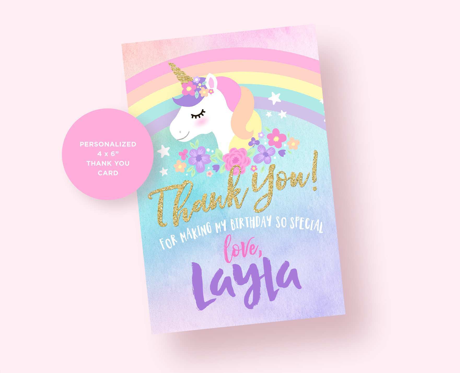 32 Best Thank You Card Template Unicorn in Word for Thank You Card Template Unicorn