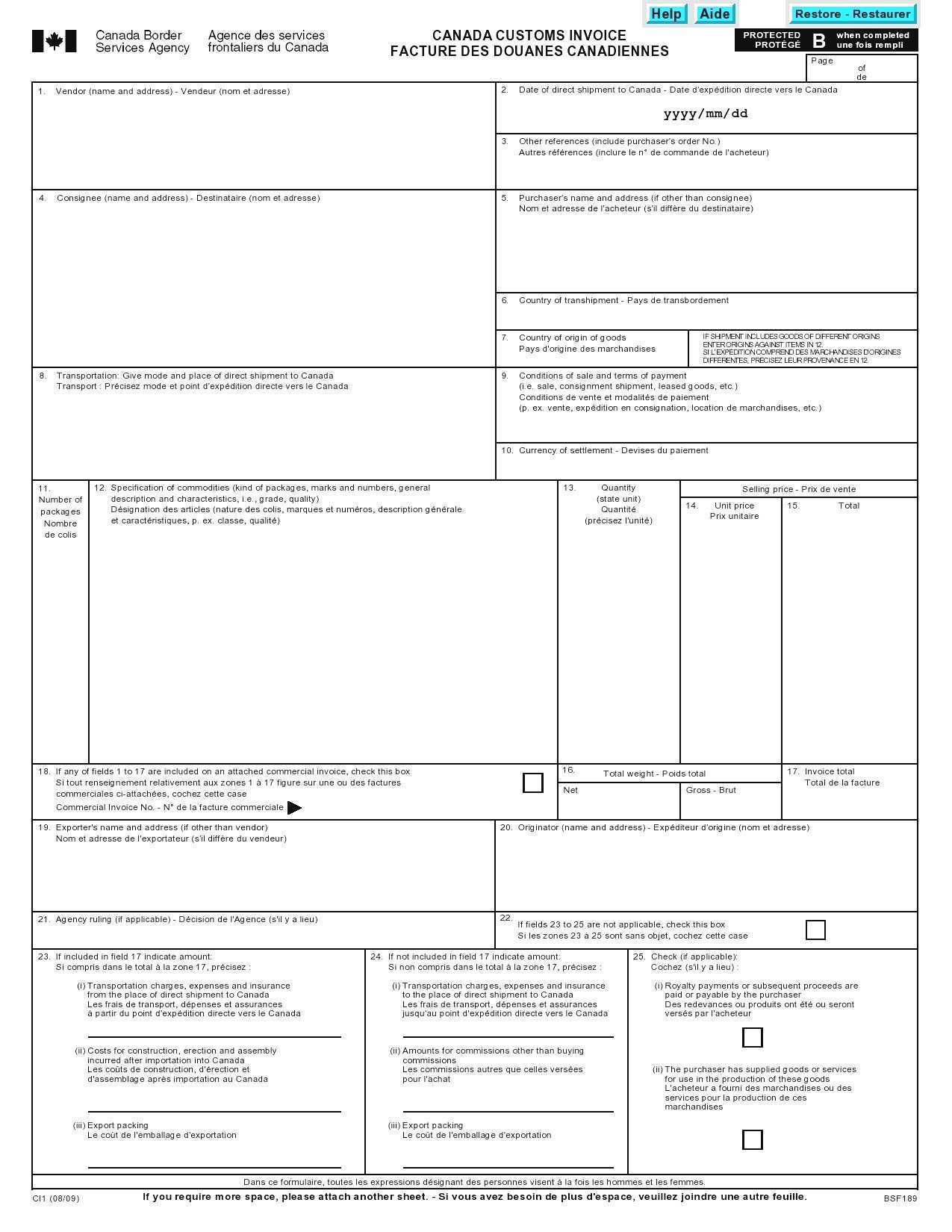 32 Blank Us Customs Invoice Template With Stunning Design with Us Customs Invoice Template
