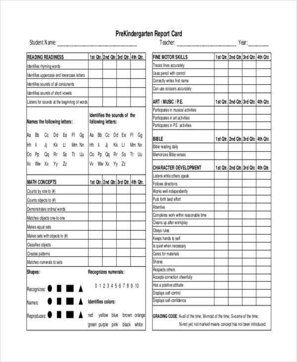 Free Printable Preschool Report Card Template Cards Design Templates