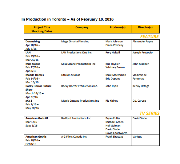 Video Production Schedule Template Excel Cards Design Templates