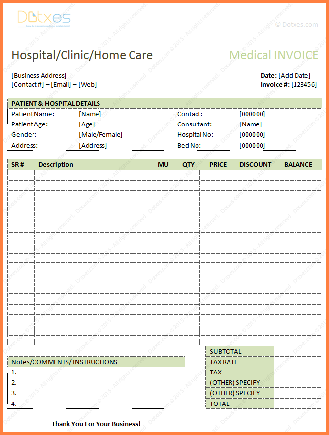32 How To Create Blank Medical Invoice Template PSD File for Blank Medical Invoice Template