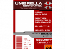 32 Online Umbrella Corporation Id Card Template Photo for Umbrella Corporation Id Card Template