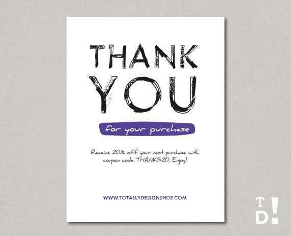 Thank You For Your Purchase Cards Template Free