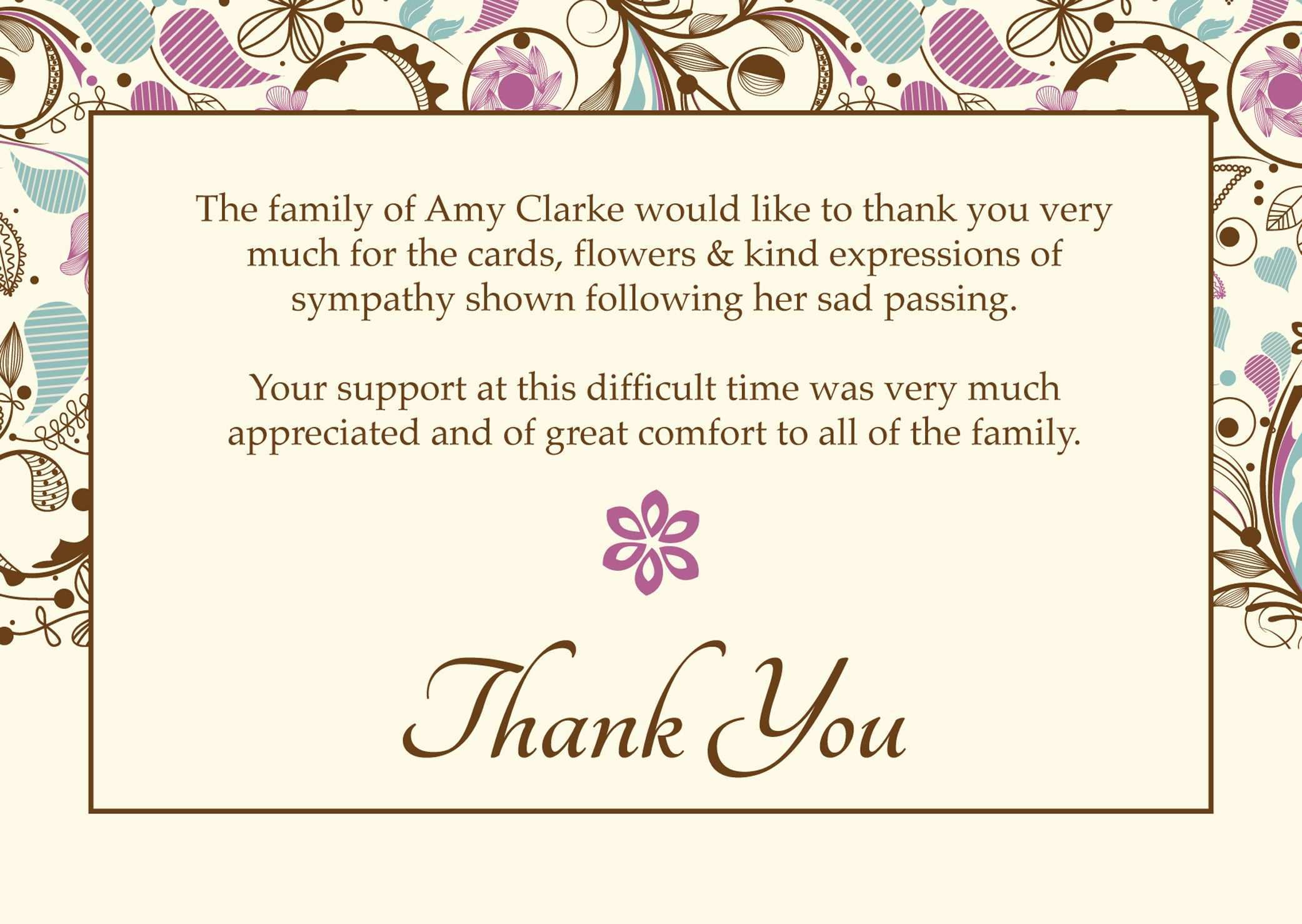 Memorial Thank You Card Template Cards Design Templates