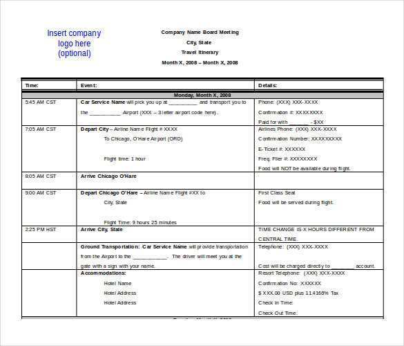 33 Free Travel Agenda Template Word Formating with Travel Agenda Template Word