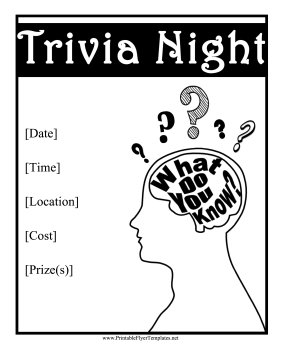 33 Online Trivia Night Flyer Template in Photoshop with Trivia Night Flyer Template