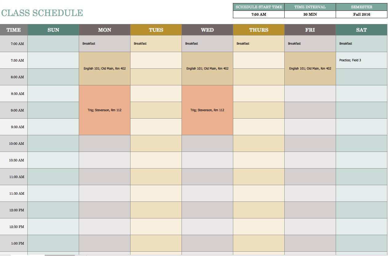 33 Standard Daily Class Schedule Template Maker With Daily Class 