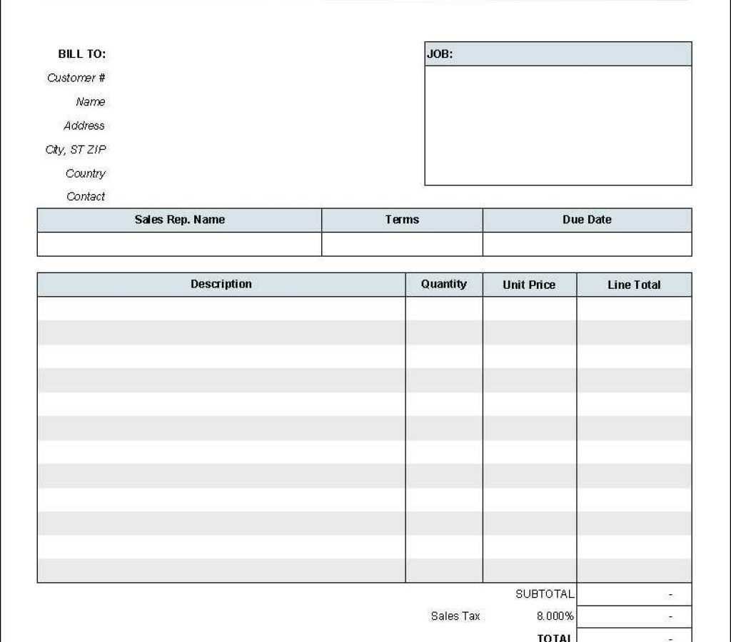 Parts And Labor Invoice Template