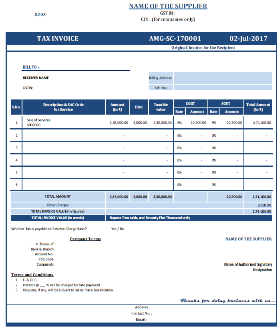 33 Visiting Tax Invoice Format As Per Gst With Stunning Design by Tax Invoice Format As Per Gst