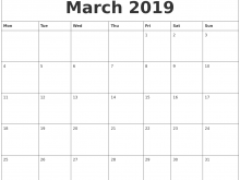 34 Best Daily Calendar Template March 2019 Maker for Daily Calendar Template March 2019