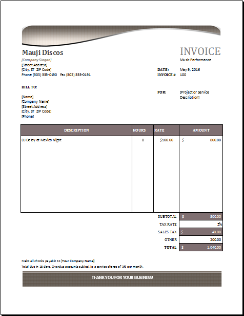 34 Creating Invoice Template For Musician With Stunning Design with Invoice Template For Musician