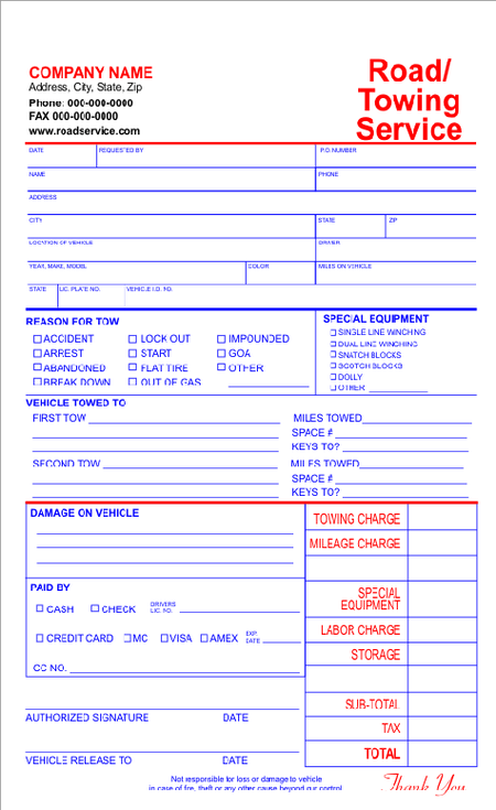 free towing invoice template downloads printable templates