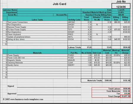 34 Online A Job Card Template Templates with A Job Card Template