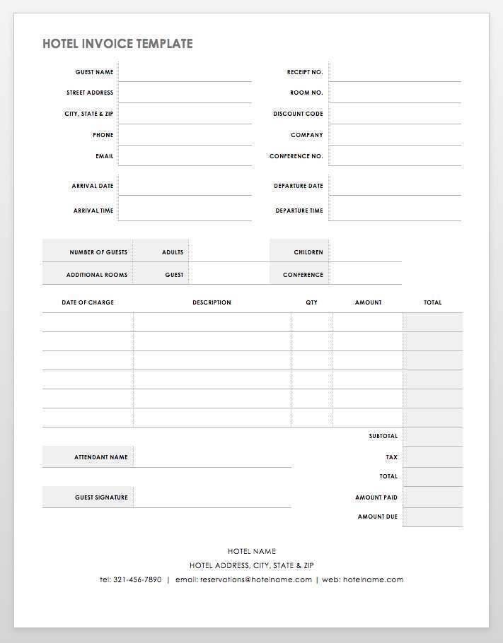 blank hotel invoice template cards design templates