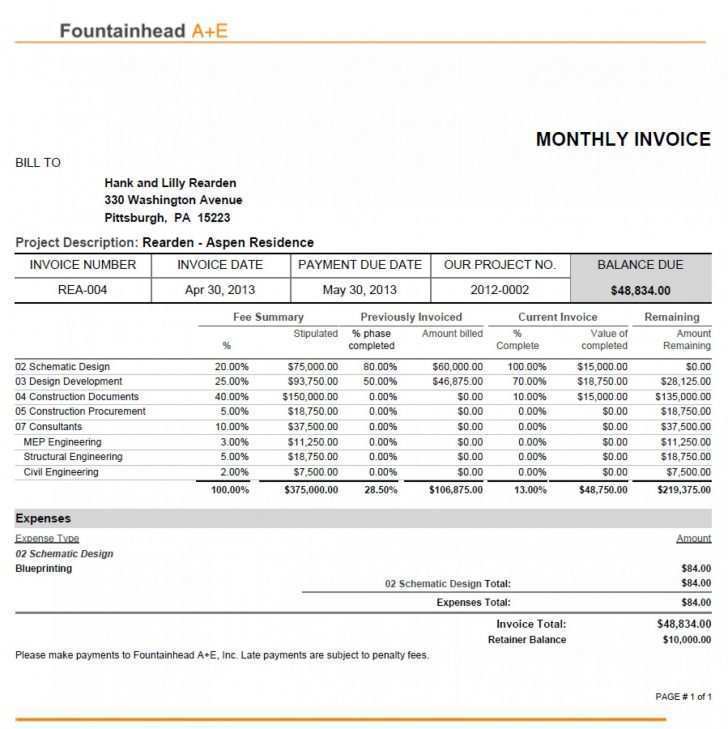34 Standard Template For Monthly Invoice for Ms Word for Template For Monthly Invoice
