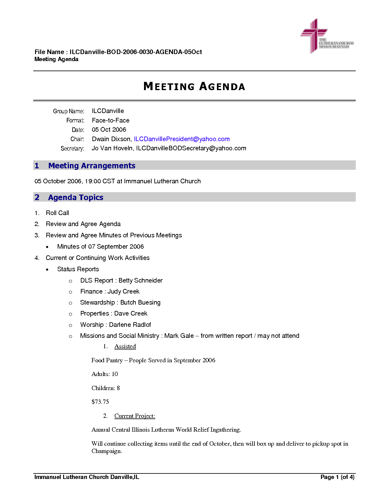 Church Business Meeting Minutes Template Collection
