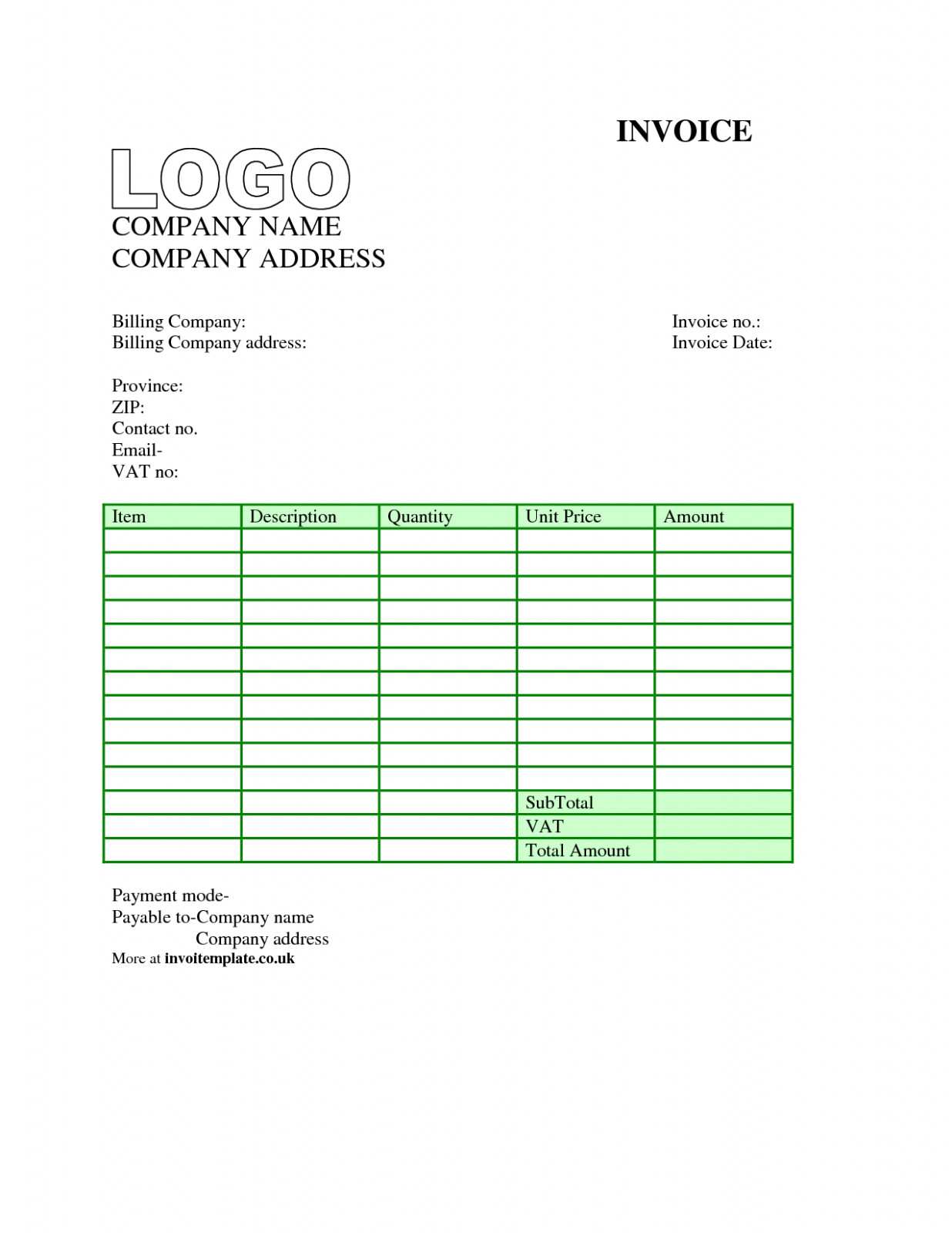 35 Best Vat Invoice Template Uk Word Download by Vat Invoice Template Uk Word