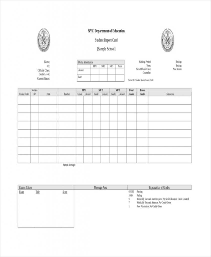 23 Customize Printable Report Card Template Pdf Templates for In Report Card Template Pdf