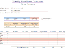 35 Standard Excel Time Card Calculator Template for Ms Word with Excel Time Card Calculator Template