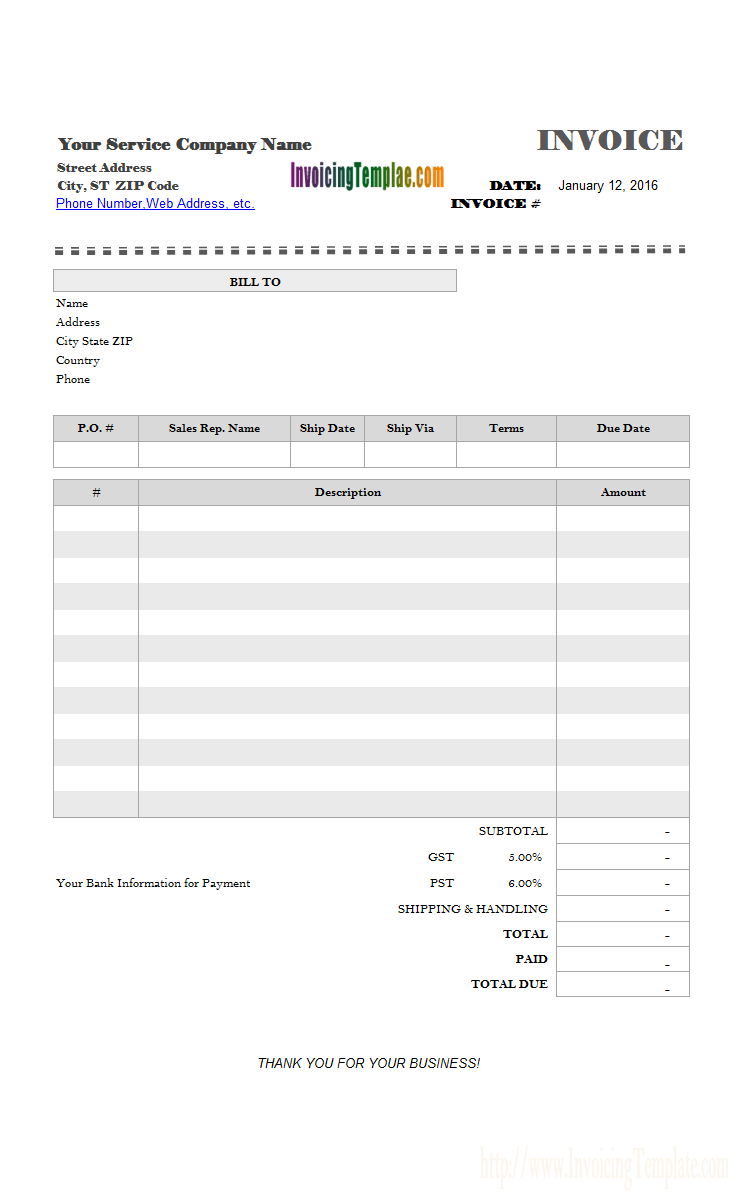 35 Standard Microsoft Blank Invoice Template With Stunning Design with ...