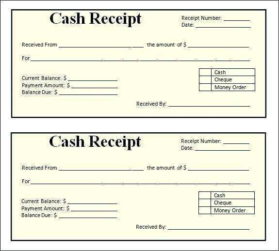 Sample Receipt Book Templates