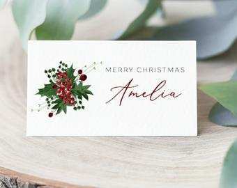 35 The Best Christmas Place Card Template Printable PSD File with Christmas Place Card Template Printable