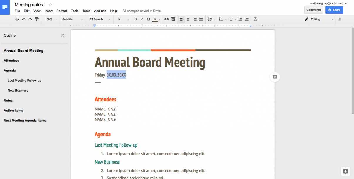 Meeting Agenda Template Google Docs