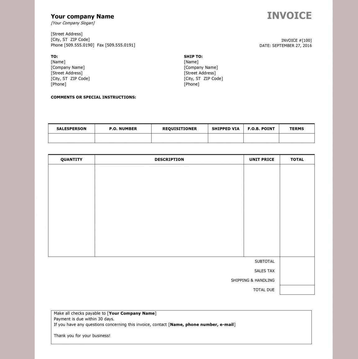 36 Customize Our Free Blank Invoice Template Microsoft Excel Download by Blank Invoice Template Microsoft Excel