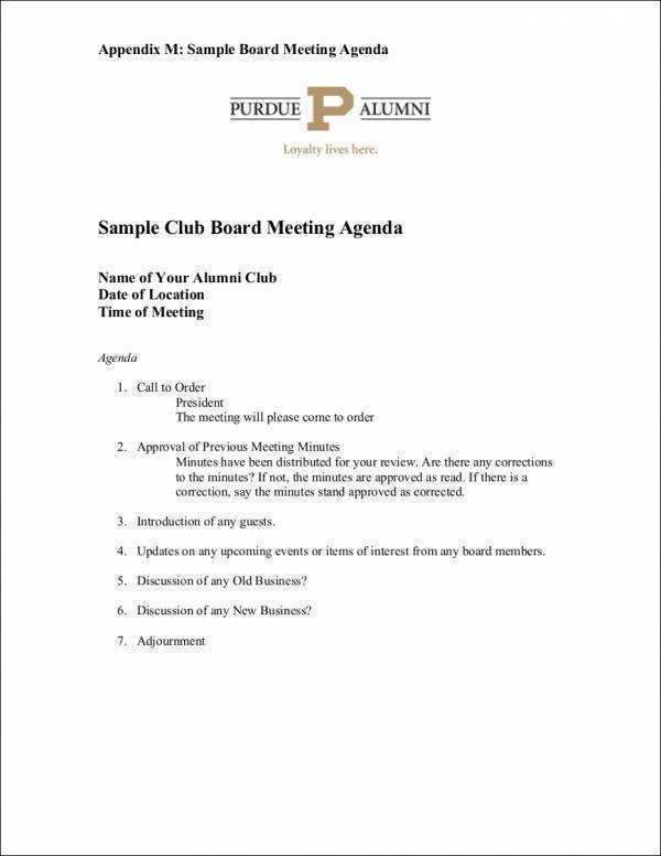 Hoa Board Meeting Agenda Template