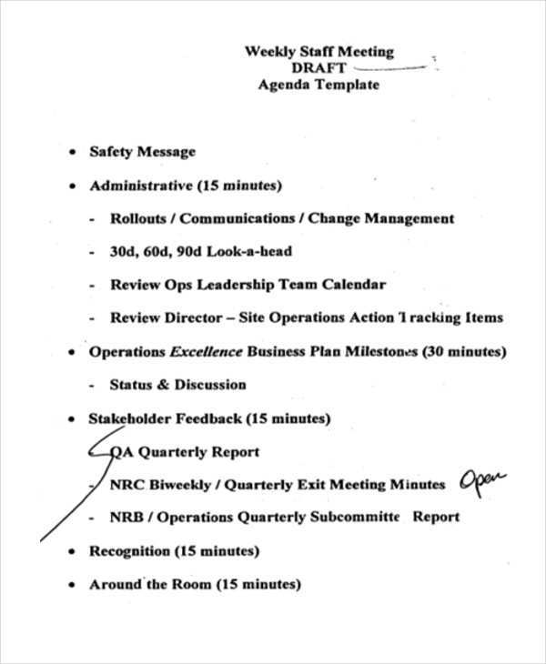 Operations Meeting Agenda Template Cards Design Templates