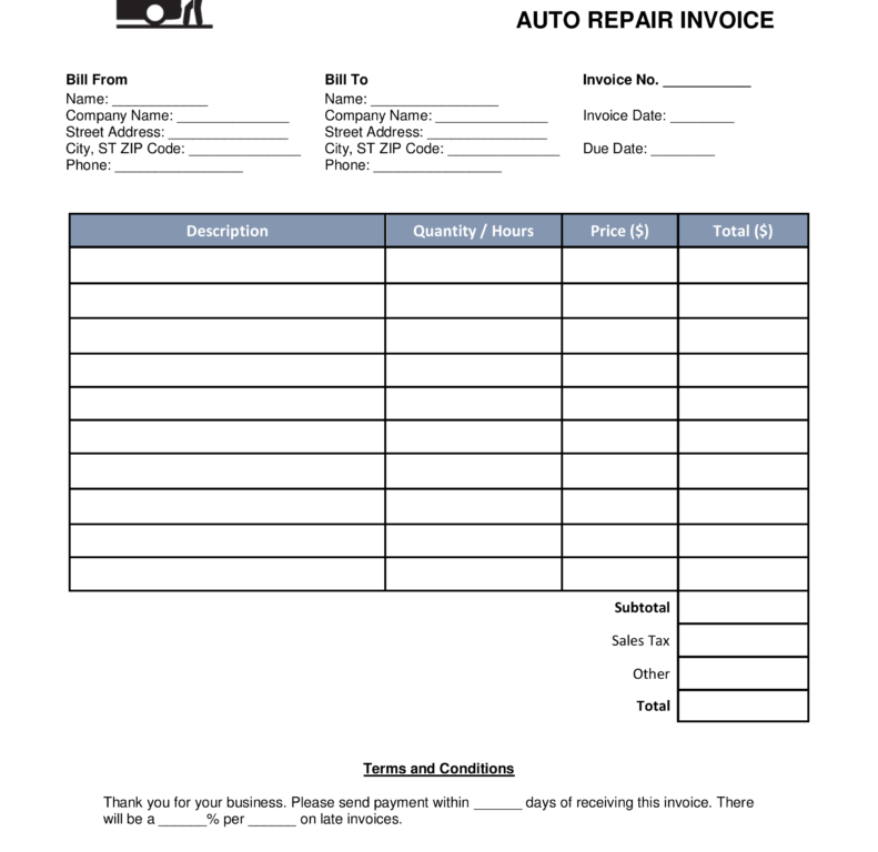 36 Online Auto Repair Invoice Template Quickbooks for Ms Word by Auto Repair Invoice Template Quickbooks