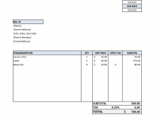 Contractor Service Invoice Template