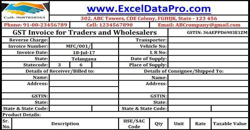 37 Blank Gst Tax Invoice Format On Excel PSD File for Gst Tax Invoice Format On Excel