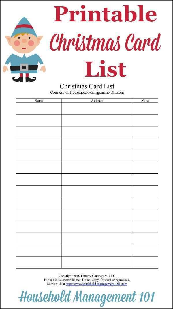 37 Free Printable Free Printable Christmas Card List Template Maker by Free Printable Christmas Card List Template